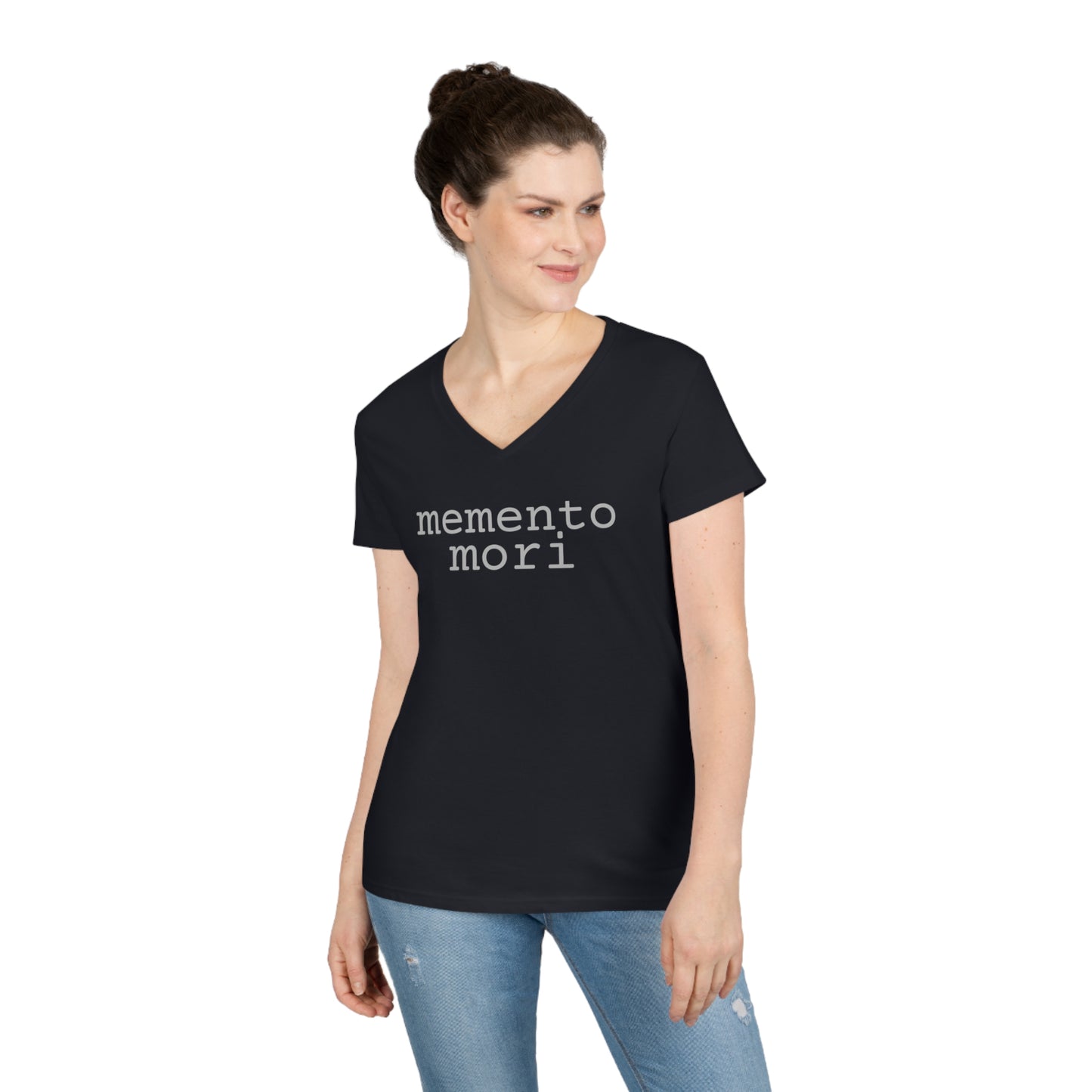 Memento Mori (Ladies' V-Neck T-Shirt) Stoic philosophy "Remember Death"
